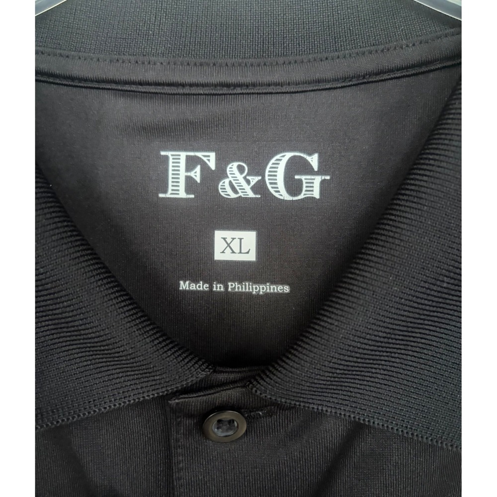 F&G Men XL Black Wicking Polyester Polo Shirt Rooster Logo Short Sleeve Golf Tee - Picture 3 of 9